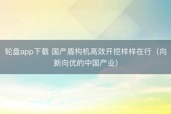 轮盘app下载 国产盾构机高效开挖样样在行（向新向优的中国产业）