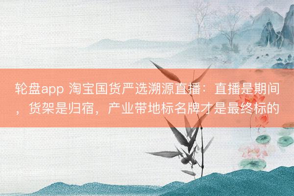 轮盘app 淘宝国货严选溯源直播：直播是期间，货架是归宿，产业带地标名牌才是最终标的