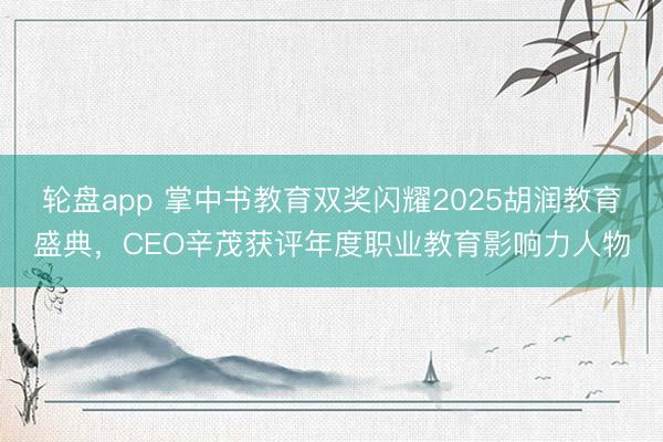 轮盘app 掌中书教育双奖闪耀2025胡润教育盛典，CEO辛茂获评年度职业教育影响力人物