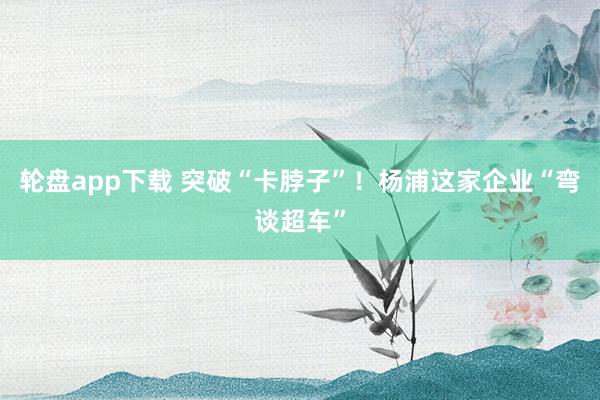 轮盘app下载 突破“卡脖子”！杨浦这家企业“弯谈超车”