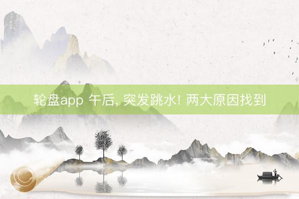轮盘app 午后， 突发跳水! 两大原因找到