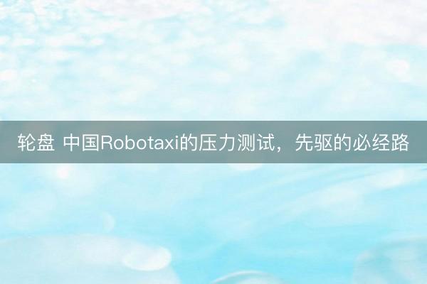 轮盘 中国Robotaxi的压力测试，先驱的必经路