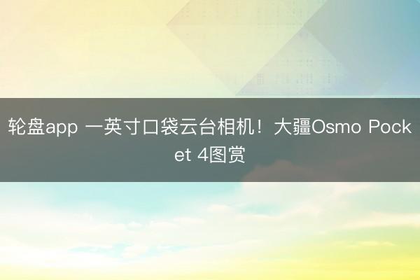 轮盘app 一英寸口袋云台相机！大疆Osmo Pocket 4图赏