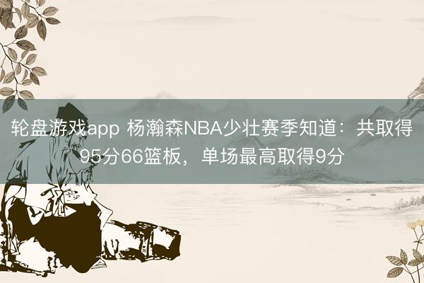 轮盘游戏app 杨瀚森NBA少壮赛季知道：共取得95分66篮板，单场最高取得9分