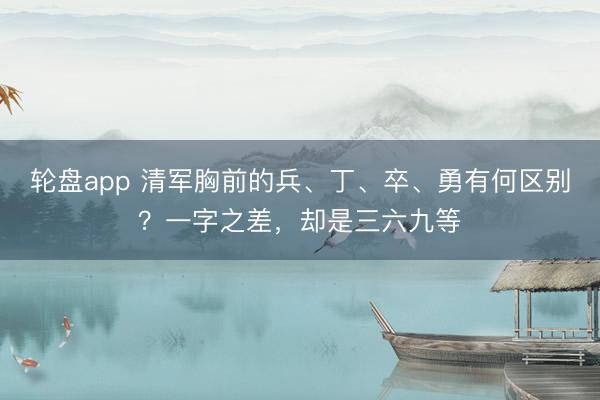 轮盘app 清军胸前的兵、丁、卒、勇有何区别？一字之差，却是三六九等