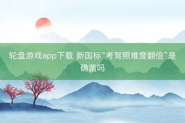 轮盘游戏app下载 新国标“考驾照难度翻倍”是确凿吗