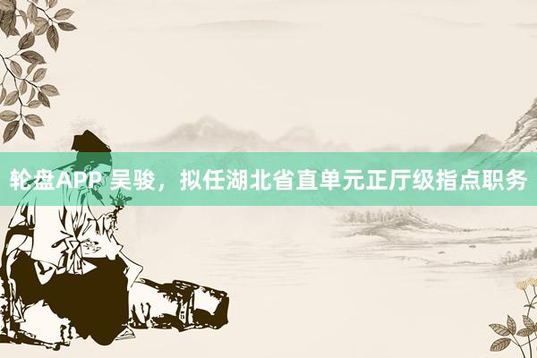 轮盘APP 吴骏,拟任湖北省直单元正厅级指点职务