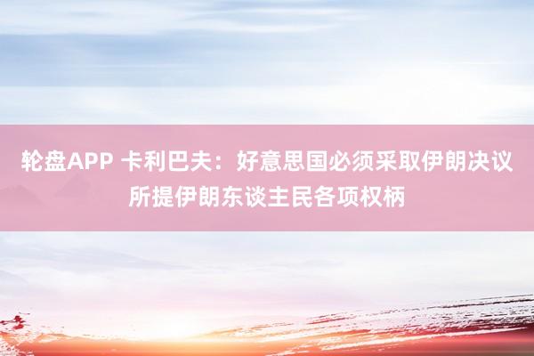 轮盘APP 卡利巴夫：好意思国必须采取伊朗决议所提伊朗东谈主民各项权柄