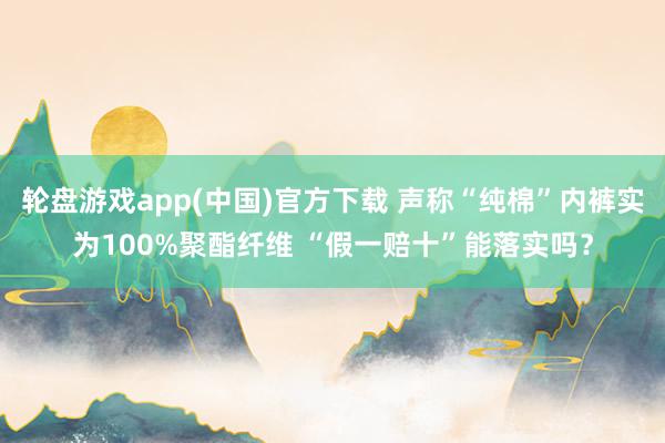 轮盘游戏app(中国)官方下载 声称“纯棉”内裤实为100%聚酯纤维 “假一赔十”能落实吗？