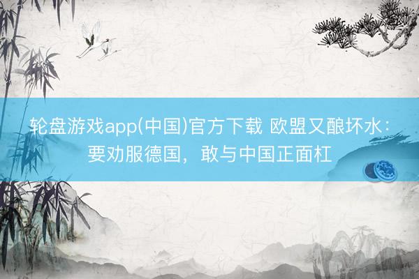 轮盘游戏app(中国)官方下载 欧盟又酿坏水：要劝服德国，敢与中国正面杠