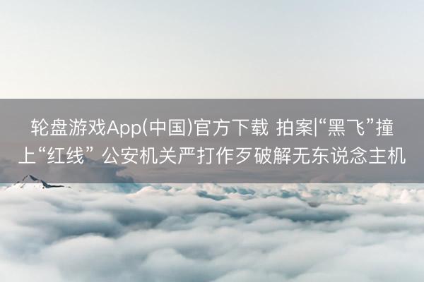 轮盘游戏App(中国)官方下载 拍案|“黑飞”撞上“红线” 公安机关严打作歹破解无东说念主机