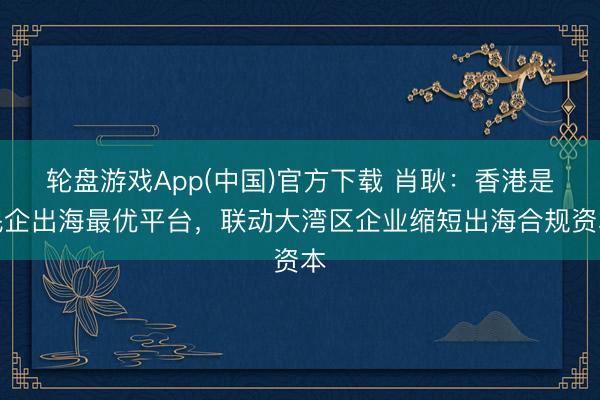 轮盘游戏App(中国)官方下载 肖耿：香港是民企出海最优平台，联动大湾区企业缩短出海合规资本