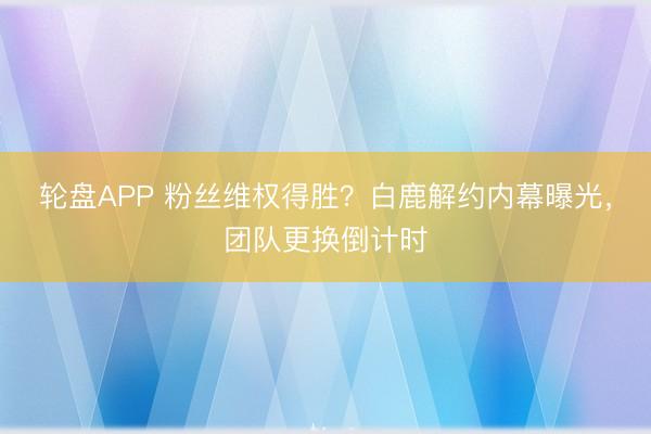 轮盘APP 粉丝维权得胜？白鹿解约内幕曝光，团队更换倒计时
